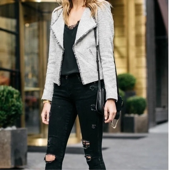 New with Tags LOFT Black and White Fringe Tweed Open Blazer - Picture 5 of 10